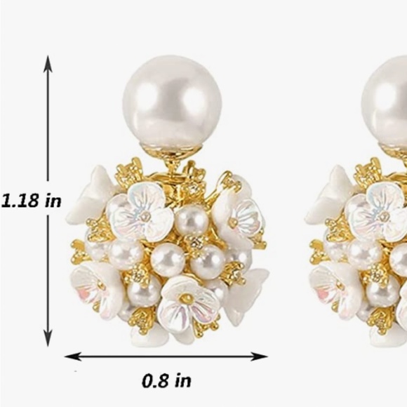 Shell Flower Ball Pearl Double Sided Stud Front Back Earrings for Women Girls 14 - Picture 5 of 5